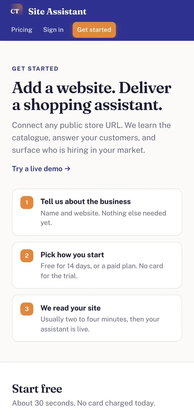 Converso Tech product: Mobile sign-up